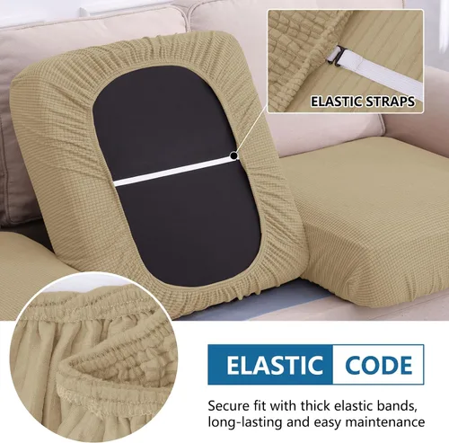 Vista 44 de hyha Fundas impermeables para sofá seccional, fundas de cojín Beige