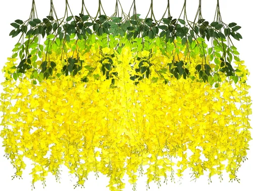 Vista 8 de AITISOR Paquete de 24 guirnaldas artificiales de vid de glicina falsa (3.75 pies), guirnalda colgante de flores de seda para decoración del hogar