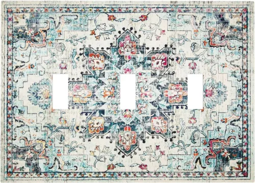 Vista 130 de Cubierta de Interruptor de Luz de Estilo Boho Vintage de los 70 Sol Arcoíris Champiñón Floral Rocker Individual 1 Gang Cubierta de Enchufe