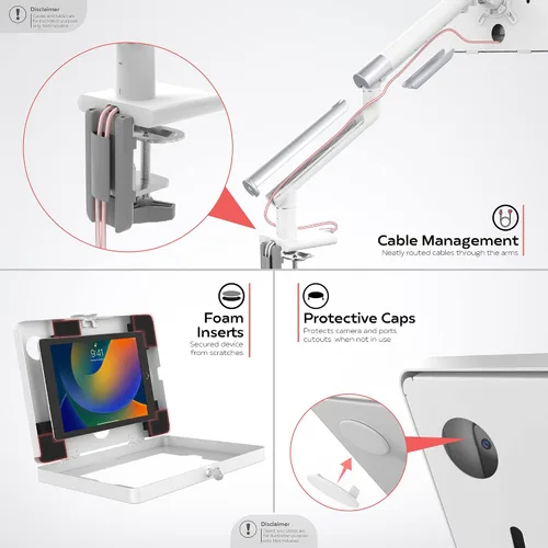 Vista 5 de CTA Digital Soporte de abrazadera para brazo de tableta para escritorios con seguridad antirrobo para iPad serie 10.2 - iPad Air 3 - y iPad Pro 10.5