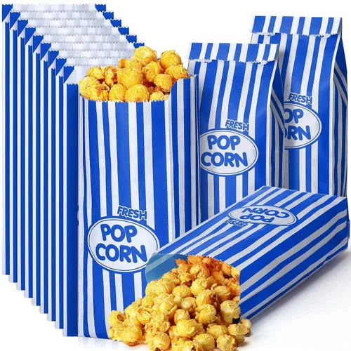 Vista 17 de Sherr 1000 Piezas Bolsas de Palomitas de Maíz de 1 Onza a Granel Negras con Rayas Retro Desechables para Noches de Película Navidad Circo Carnaval