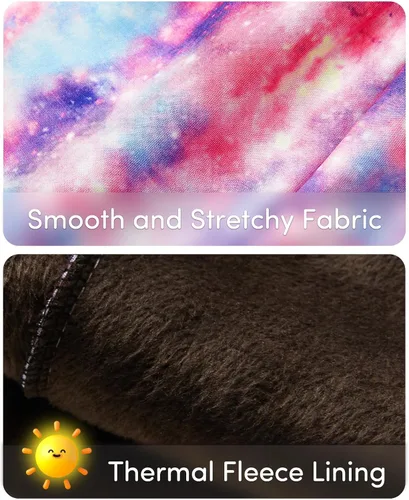 Vista 2 de Adorel Leggings de forro polar para niña, pantalones térmicos cálidos, paquete de 2