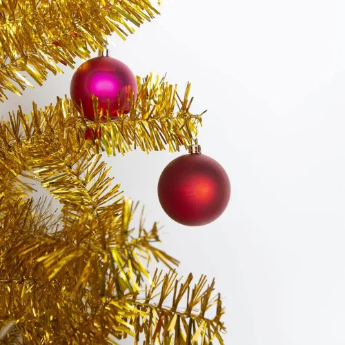 Vista 4 de Wellwood - Árbol de Navidad dorado, con forma de guirnaldas, soporte de metal, fácil de montar
