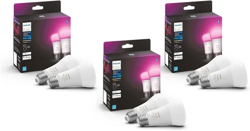 Vista 13 de Philips Hue Bombillas LED inteligentes A19 – Bombillas de 75 W sin parpadeo – Control con Hue App – Compatible con Alexa, Google Assistant y Apple