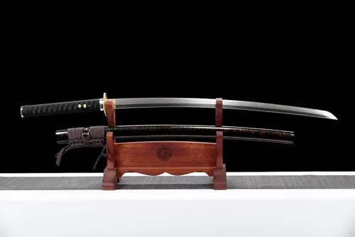 Vista 3 de Katana de acero forjado a mano de 41 pulgadas, espada samurái funcional de espiga completa con hoja pulida de espejo muy afilada, Katana de dragón