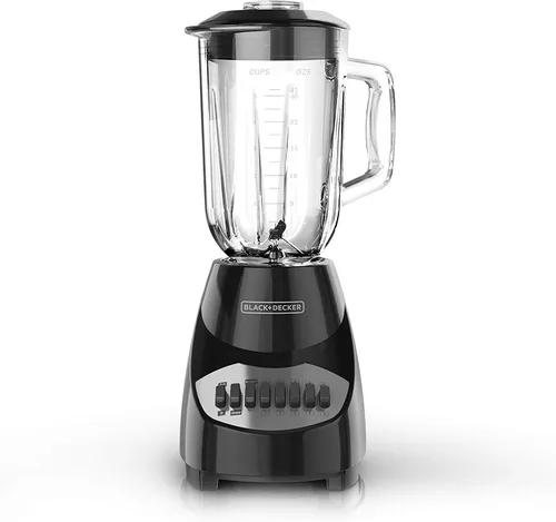 Vista 2 de BLACK+DECKER, licuadora para encimera con jarra de vidrio para 6 tazas, configuración de 10 velocidades, de color negro, BL2010BG