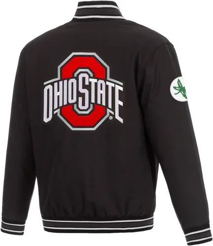 Vista 2 de JH Design Ohio State Buckeyes - Chaqueta de sarga de poliéster en 3 colores Negro
