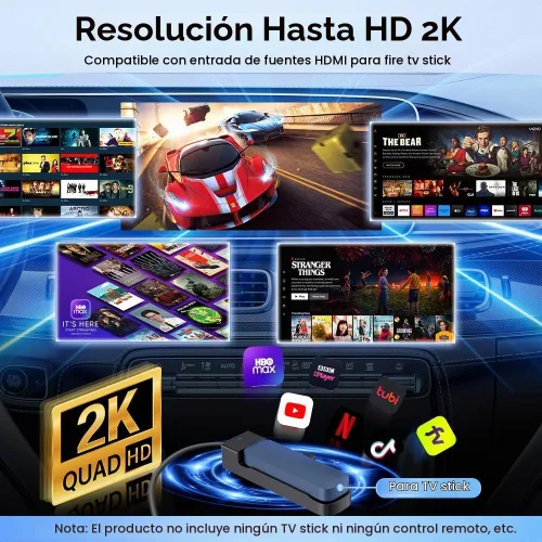 Vista 7 de Carlinkit FireDrive Link Pro Car TV Mate, convertido con cable a Android inalámbrico Auto y adaptador CarPlay, compatible con CarPlay con cable