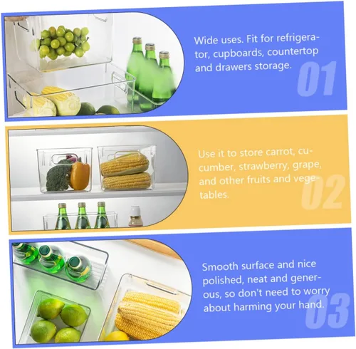Vista 7 de SMASOLO Caja de almacenamiento transparente para refrigerador, versátil organizador de refrigerador para bebidas, frutas y verduras, organiza