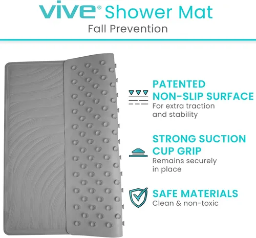 Vista 2 de Alfombrilla de ducha Vive - 22" por 22" cuadrada antideslizante, tapete grande de baño para bañera - Diseño patentado - Almohadilla antideslizante