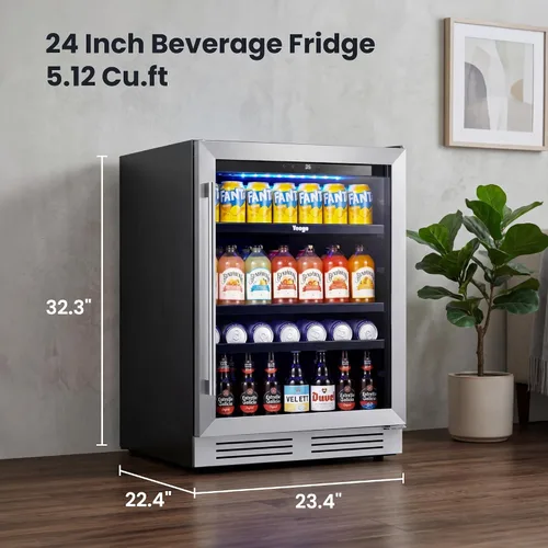 Vista 2 de Yeego Refrigerador de bebidas de 24 pulgadas - Refrigerador de bebidas de Plateado