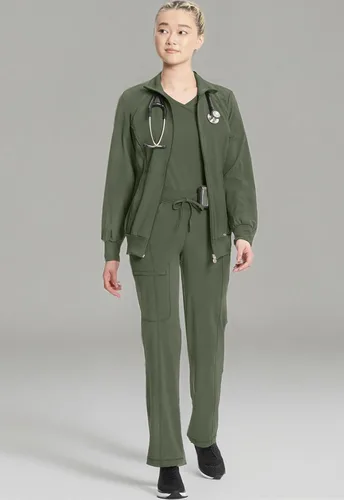 Vista 34 de Infinity by Cherokee 2391A - Chaquetas médicas con cremallera frontal para mujer, tela elástica en 4 direcciones