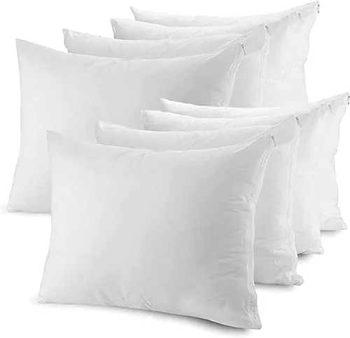 Vista 6 de Set de 2 Protectores de almohada con cierre hechos de poliéster y algodón.