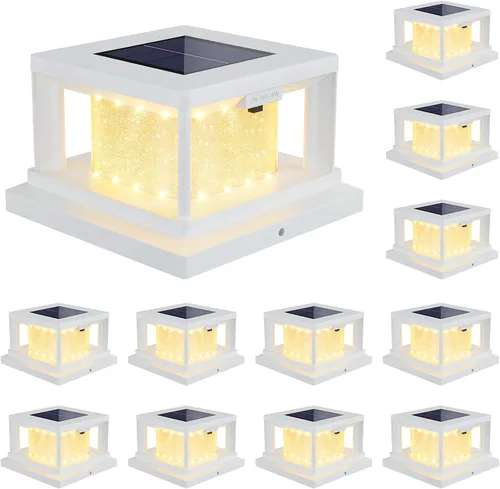Vista 13 de Paquete de 4 luces solares para postes al aire libre, 2 modos de luz LED para postes de 4 x 4, luz impermeable para decoración de patio, jardín