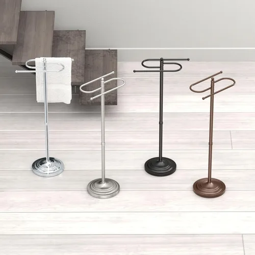 Vista 4 de Gatco Estilo S, soporte para toallas para piso, 1506 Níquel Satinado