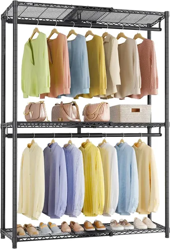 Vista 10 de VIPEK X1 Perchero de Ropa Extensible Uso Pesado Ajustable de 2' a 3'5" con Estantes Flexibles y Barras Colgadoras Percheros de Metal para Ropa Blanco