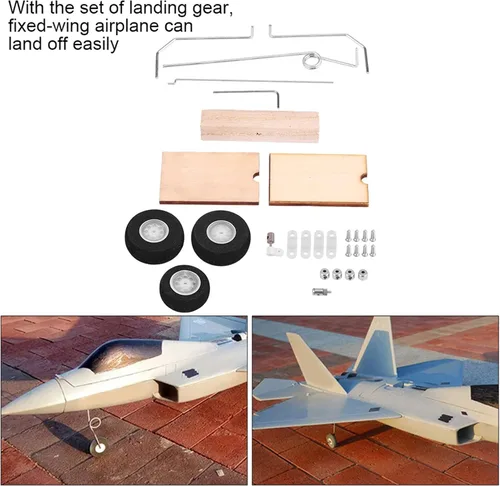 Vista 7 de Equipo de aterrizaje de ala fija de avión RC, juego de ruedas de aleación de aluminio ligero, kit de aterrizaje fácil de instalar para escuelas