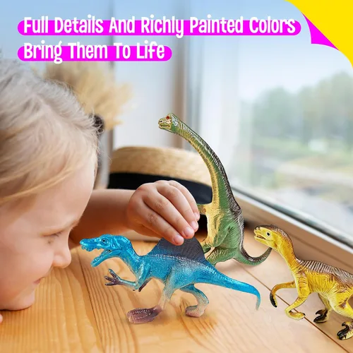 Vista 4 de 12 juguetes de dinosaurio para niños, figuras de animales de plástico, figuras de dinosaurios portátiles, juego Montessori, juego educativo