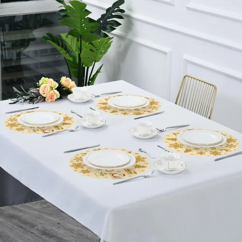 Vista 7 de Merry Christmas Snowflake Gold Snowman Circle placemats Thick placemats for Dining Table 15x15 in individuales