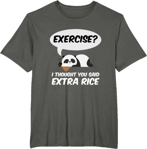 Vista 5 de ¿Ejercicio? I Thought You Said Extra Rice Panda Gift T-Shirt, Negro, S