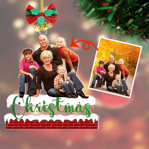 Vista 16 de 7 piezas de adorno de Navidad personalizado 2025, adorno de familia de muñeco de nieve con nombre y foto acrílico para decoración de árbol
