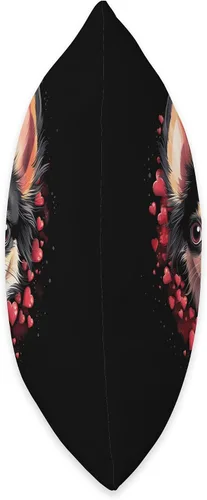 Vista 2 de Funny Dogs Lovers Men Women Kids Cute Gift Ideas Almohada de pelo largo con diseño de chihuahua negro y corazones para amantes de los perros, 16 x