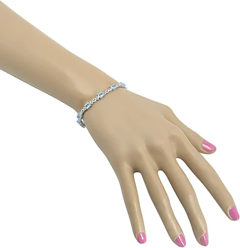 Vista 2 de Pulsera de tenis de estilo infinito con piedras preciosas en plata de ley, elige entre amatista o topacio azul, juego de piedras preciosas reales