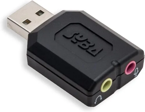 Vista 2 de Syba Adaptador de sonido estéreo USB externo para Windows, Mac, fuente de audio adicional de Linux con conector de micrófono de audio de 0.138 in