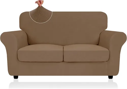 Vista 22 de ZNSAYOTX 2026 Funda de silla a rayas de 2 piezas (79 cm - 117 cm), funda de sillón elástica gruesa con banda elástica antideslizante y lazos