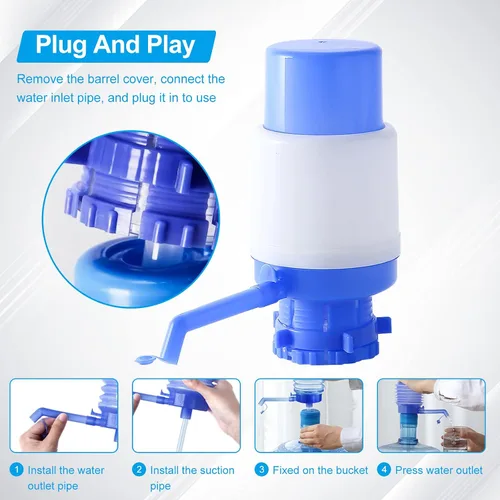 Vista 3 de Bomba de agua manual para botella de 5 galones, dispensador de jarra de agua portátil, dispensador de agua a presión manual para camping, deportes
