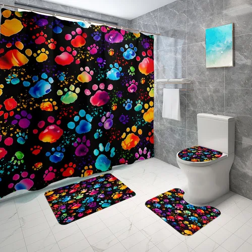 Vista 9 de BATATADOCE Juego de baño Gaming con cortina de ducha y alfombras para niños