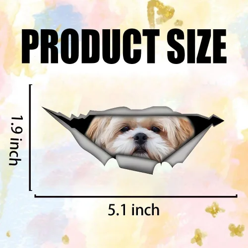 Vista 3 de 13 cm para Shih Tzu 3D Adhesivo para Coche Pegatina Divertida de Perro Mascota Adhesivo Creativo de Metal Desgarrado Adhesivos Modificados