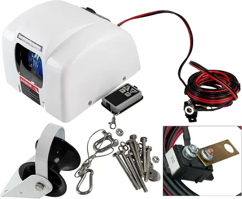 Vista 8 de Cabrestante de anclaje eléctrico de 45 libras con control remoto inalámbrico, cabrestante de anclaje eléctrico de barco de 12 V con control remoto