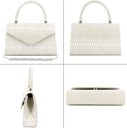Vista 3 de Naimo Bolso de mano de cristal brillante con asa superior, bolso de hombro cruzado para boda, fiesta, novia