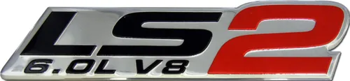 Vista 3 de LS2 6.0L V8 - Emblema de motor rojo altamente pulido, aluminio cromado plateado compatible con GM Chevy Chevrolet Pontiac Cadillac Holden vehículos