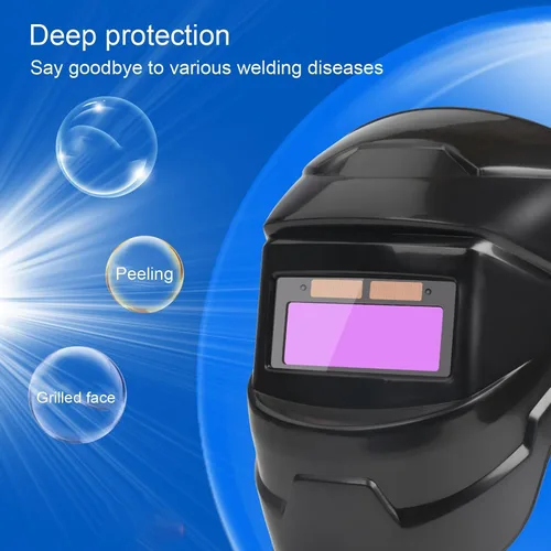 Vista 3 de Casco de soldadura Solar Powered Auto oscurecimiento LCD claro soldadura molienda campana de seguridad engranaje negro