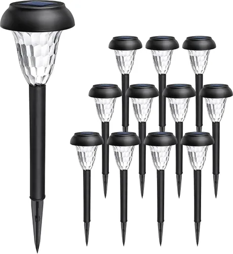 Vista 8 de GIGALUMI Luces solares impermeables para exteriores, paquete de 12 Blanco cálido