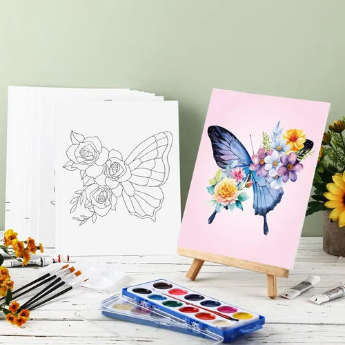 Vista 2 de Ctosree 12 juegos de lienzo predibujado para pintar adultos, kit de sorbo y pintura, lienzo preimpreso a granel para Pascua, Día de la Madre