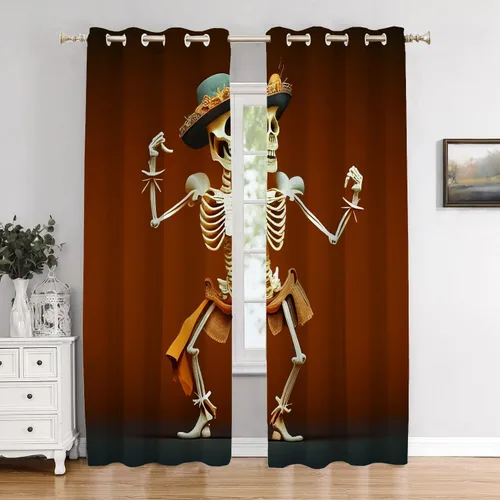 Vista 146 de Cortinas opacas de poliéster multicapa marrón con diseño de bosque natural, 2 unidades, 26 x 24 pulgadas