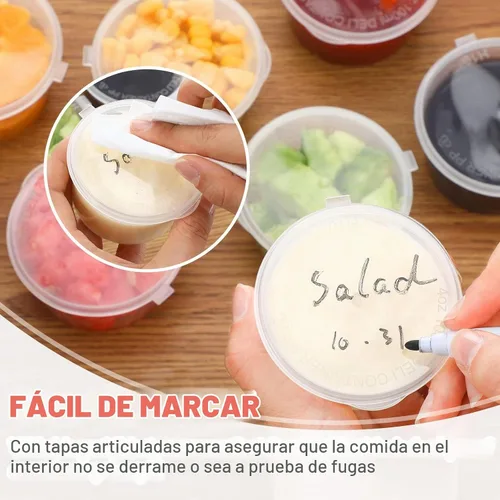 Vista 5 de Didaey 100 recipientes de almacenamiento de alimentos para bebés de 4 onzas con tapas con bisagras, pequeños recipientes desechables de plástico