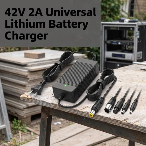 Vista 7 de Cargador rápido de 42V 2A para batería de litio de 36V con 4 enchufes