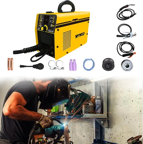 Vista 2 de Soldador MIG, soldador multiproceso sin gas de doble voltaje de 110/220 V, alambre sólido 4 en 1/flujo MIG/Stick ARC/Lift TIG, IGBT Inverter