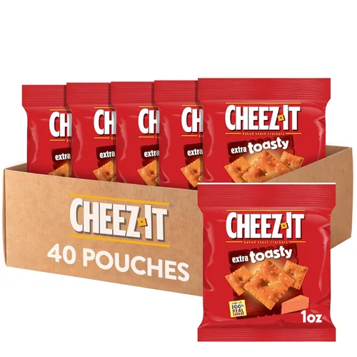 Vista 12 de Cheez-It Galletas de queso, galletas horneadas, aperitivos de oficina y niños, extra tostados, caja de 21 onzas (1 caja)
