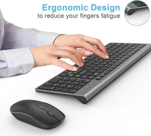 Vista 6 de JOYACCESS Combo de teclado y mouse inalámbricos, 2.4G compacto y ultra delgado teclado inalámbrico y mouse para Windows, computadora, escritorio