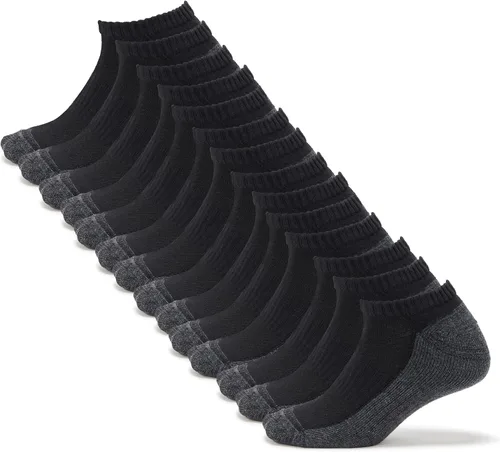 Vista 5 de Hanes - Calcetines para hombre, calcetines X-Temp acolchados de corte bajo, paquete de 12 Negro - Paquete de 12
