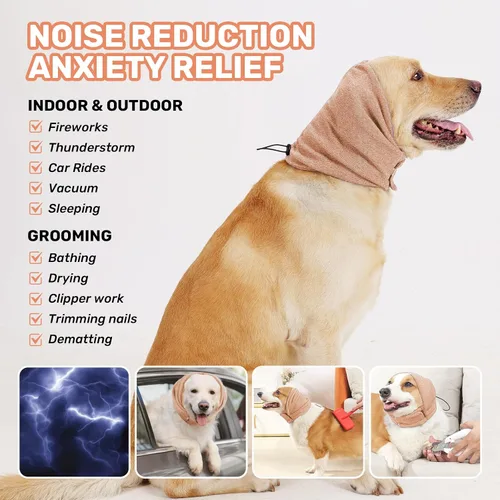 Vista 3 de Sudadera con capucha calmante para perros, almohadillas ajustables para las orejas para perros, almohadillas ajustables para protección contra