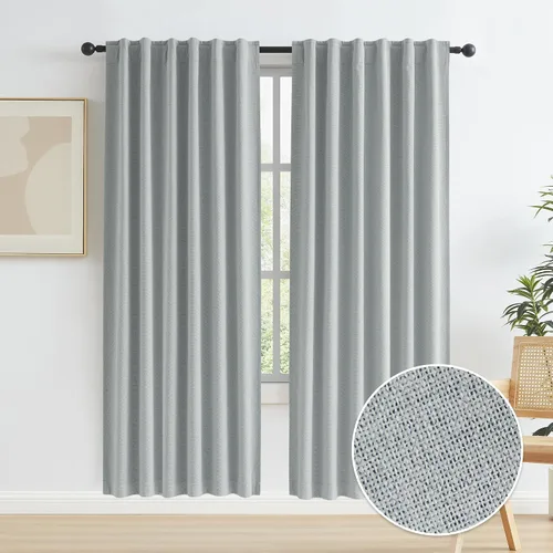 Vista 28 de KEQIAOSUOCAI - Cortinas opacas naturales de 108 pulgadas de largo, cortinas modernas con pestaña trasera, paneles plisados para sistema de cortina