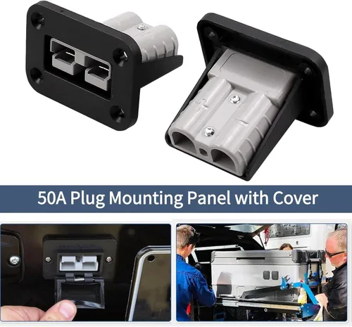 Vista 3 de 2 piezas Panel de enchufe, Panel de montaje de enchufe de 50 amperios para conectores de la serie Anderson SB50, Placa de montaje empotrado al ras