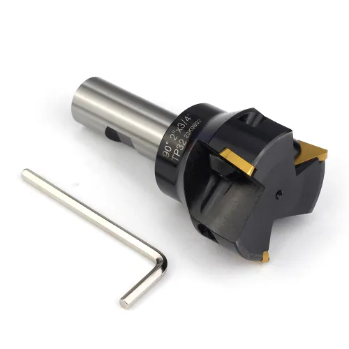 Vista 7 de Molino de extremo indexable con 3 piezas de insertos de carburo TPCN32PDTR Tpg32, diámetro de corte de 2 pulgadas, longitud total de 3-3/4 pulgadas
