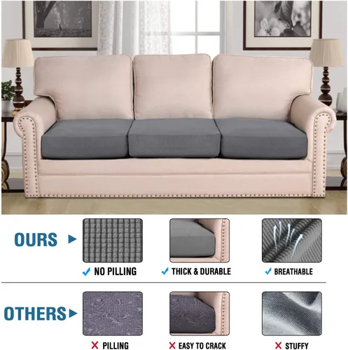 Vista 3 de H.VERSAILTEX Funda de sofá de 1 pieza, paquete de fundas de cojín de sofá, 3 piezas, color gris